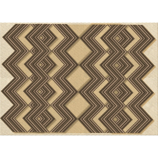 Ahgly Company Tapis Rectangulaire Lavable en Machine Intérieur Transitionnel Brun Sable, 5 Pieds x 8 Pieds