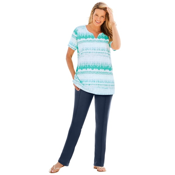 Woman Within Plus Size 7-Day Notch-Neck Tunic