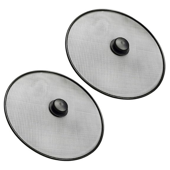 Milisten 2Pcs Frying Splatter Screen Mesh Pot Lids 11.40x11.40in Black Stainless Steel Anti-Overflow