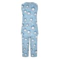 thumbnail image 5 of Lovskoo 2024 Summer Pajamas Sets for Women Soft Pleated Sleeveless Round Neck Tank Top and Capri Pants with Pocket Ladies Loungewear 2 Piece Sets Light Blue 2XL, 5 of 6