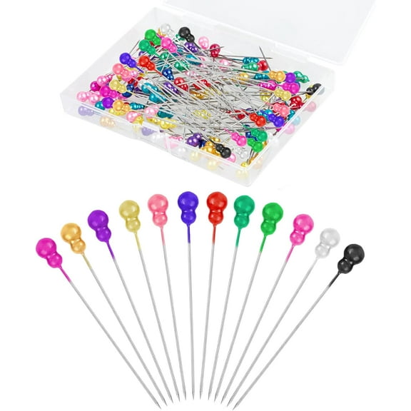 100 Pcs Sewing Pins, Straight Pins For Fabric, Multicolor Pearlized Head Pins Long 2 Inch Quilting Pins For Crafts Dressmaker Jewelry DIY Decoration, Corsage Stick Pins For Sewing Project
