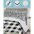 thumbnail image 4 of Quilts Twin Size Bedding Set, Blue Hydrangea Lightweight Quilted Comforter, Spring Summer Eucalyptus Black Checkered Soft Reversible Bedspread Coverlet with Pillow Covers for All Season, 68" x 86", 4 of 7