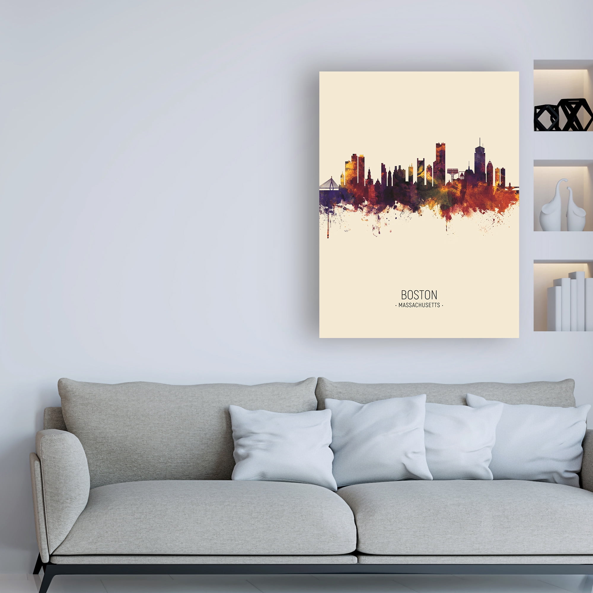Trademark Fine Art 'Boston Massachusetts Skyline Portrait III' Canvas Art by Michael Tompsett