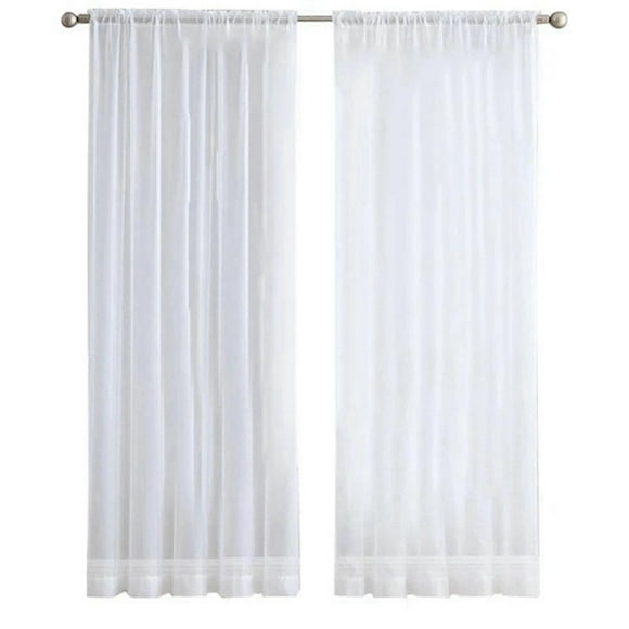4 Panels White Sheer Curtains 84 Inches Long Rod Pocket Window Treatment Gauze Voile Drapes for Bed