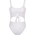 thumbnail image 4 of HSHDLDF Womens Scoop Neck Cut Out Front Lace Up Back High Cut Monokini One Piece Swimsuit, 4 of 7