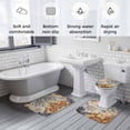 thumbnail image 6 of Retro Dahlia Flower Bathroom Rugs Set Vintage Beige Plant Floral Watercolor Non Slip Absorbent Soft Bath Mats 3 Piece Set with Bathroom Rug, U-Shaped Floor Mat, Toilet Seat Cover Large Size, 6 of 9