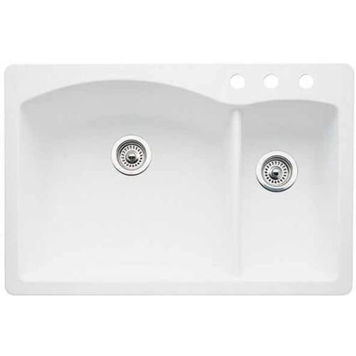 Blanco 441282 3 Diamond 22 X 33 Double Basin Granite Drop In Or Undermount 3 Hole Residential Kitchen Sink Available In Various Colors Walmart Com Walmart Com