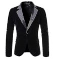 thumbnail image 1 of Men's Velvet Blazer Slim Fit Solid Tuxedo Jacket Business Casual Blazer 26s, 1 of 5