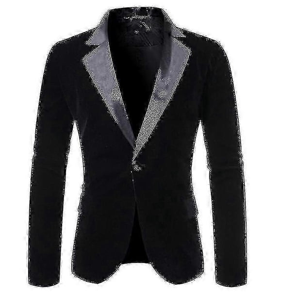 Men's Velvet Blazer Slim Fit Solid Tuxedo Jacket Business Casual Blazer 26s