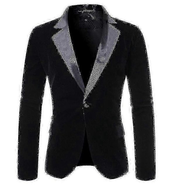 Men's Velvet Blazer Slim Fit Solid Tuxedo Jacket Business Casual Blazer 26s