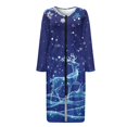 thumbnail image 3 of Yuyamidu Christmas Long Sleeve Robe for Women After Shower Reindeer Bathrobe Nightgown Blue Long Dressing Gown Soft Zipper Front Robes Sleep Wear Size 2XL, 3 of 7