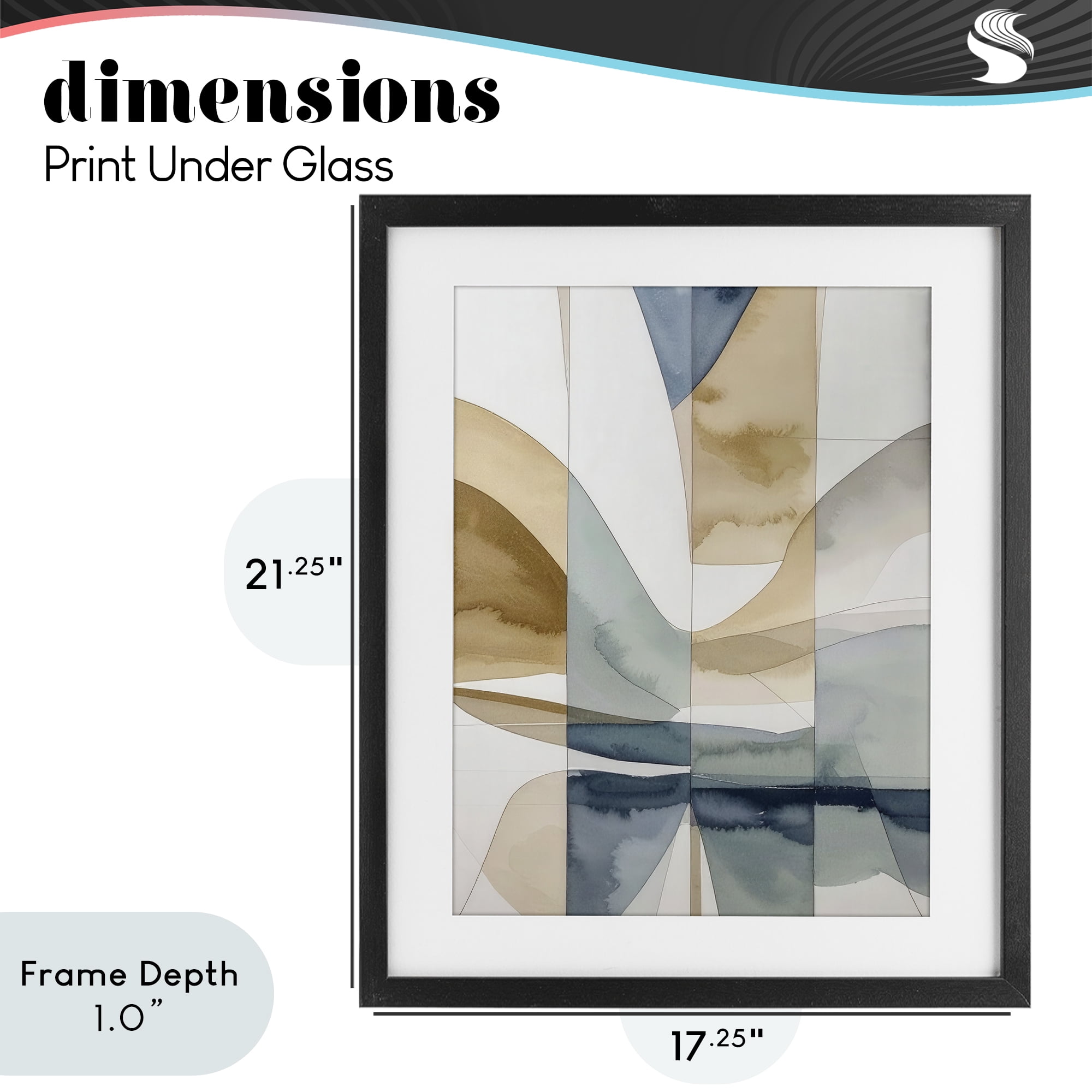 Stupell Industries Geographic Fluid Abstraction Black Framed Print Under Glass, design by Alonza Saunders