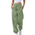 thumbnail image 2 of BUIgtTklOP No Boundaries Pants for Women Clearance Women's Casual Solid Elastic Waist Trousers Long Straight Pants, 2 of 6