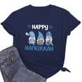 thumbnail image 6 of Penkiiy Happy Hanukkah Shirt Women Chrismukkah Shirt Cat Candle Shirt Love and Light T-Shirt Festival Short Sleeve Tops Navy, 6 of 8