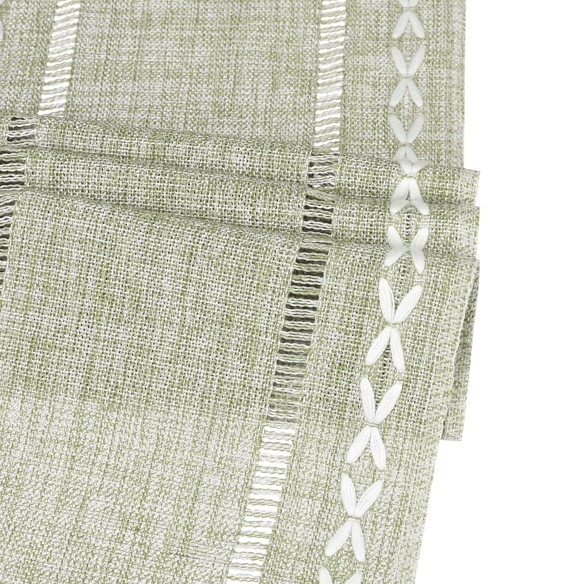 Unique Bargains Fringe Table Runner Hollow Out Table Flags for Daily Decoration Green 13"x63"