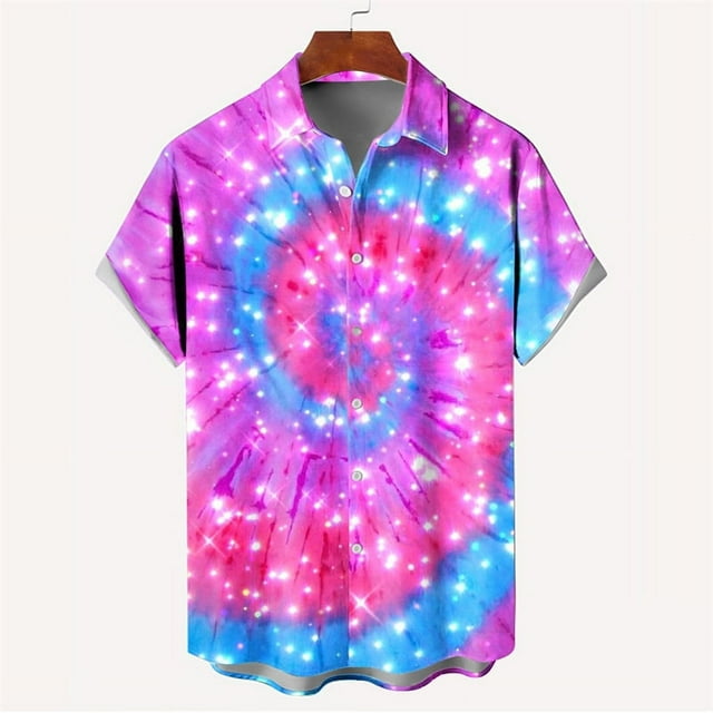 New Fashion Mens 3D Printed Shirt Summer Short Sleeve Single Row Button Loose Oversized Loving Heart Pattern Trend Unisex Shirts