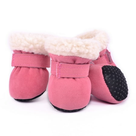4pcs Warm Small Dog Snow Boots Footwear Waterproof Puppy Cat Booties Socks Anti-Skid Pet Winter Shoes S/M/L/XL