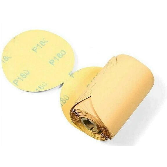 SATC 6 inch PSA Self Adhesive Sanding Disc Roll 180 Grit Sticky Back Sandpaper 100PCS Roll for DA Sander