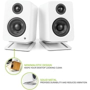 Kanto YU2 100W PC Gaming Desktop Speakers - Matte White (Pair) with Kanto S2W Angled Desktop Speaker Stands - White (Pair) (2022)