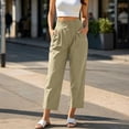 thumbnail image 2 of Ruimatai Womens High Waist Button Front Pleated Capri Pants Pockets Straight Leg Casual Trousers, 2 of 8