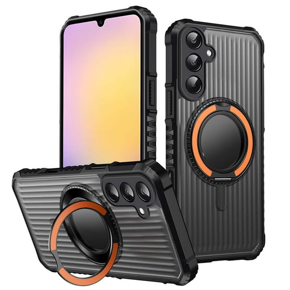 For Samsung Galaxy S23 Plus Phone Case,With 360°Rotatable Magnetic Ring Kickstan,Heavy Duty Design,Military Grade Shockproof Rugged Non-Slip Durable Anti-Scratch Thin Fit Phone Case,Orange