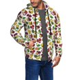 Adobk Colorful Fruits Print Mens Fullzip Hoodie, Zipup Hooded