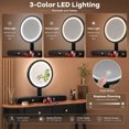 thumbnail image 5 of 47 Inch Modern Makeup Vanity Desk Set with 3 Color Round LED Mirror, Dressing Table with 4 Storage Drawers & Padded Stool for Bedroom,Black and Brown, 5 of 8