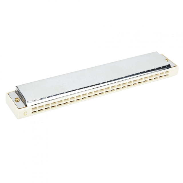 Armónica bucal profesional, arpa diatónica, llave C, placa de cubierta de acero inoxidable, 24 agujeros, color blanco