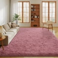 thumbnail image 2 of Janvonne Soft Fluffy Shaggy Area Rug, 6'x 9' Bean paste Pink Plush Fuzzy Carpet for Bedroom Living Room, Non-Slip Modern Indoor Shag Rug for Kids Room Nursery Home Decor, 2 of 8