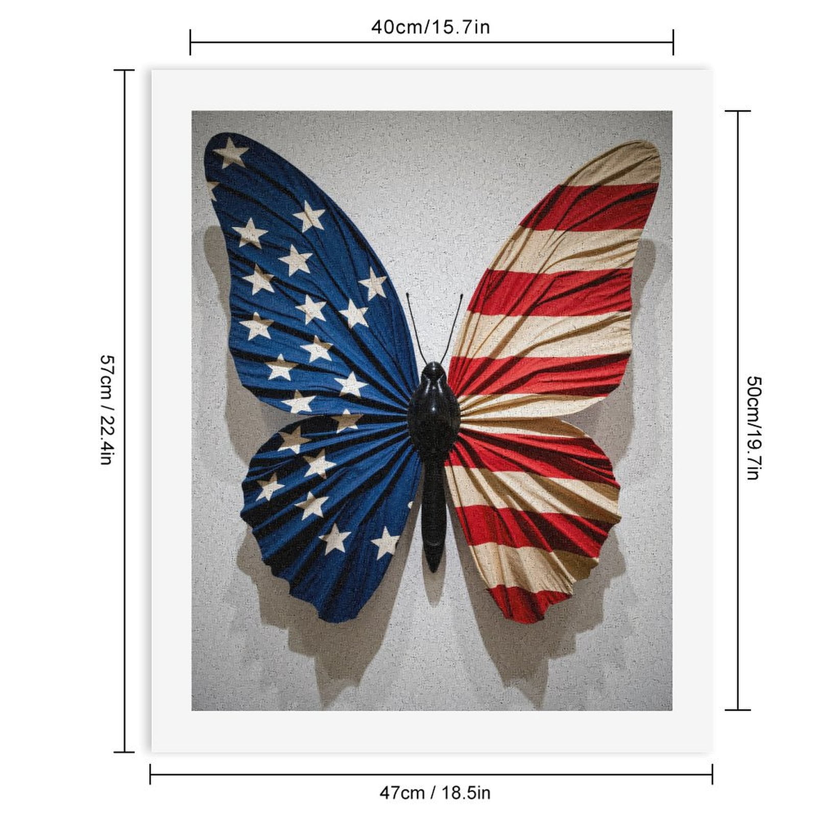 Paint By Numbers Kit for Adults Beginner - DIY Patriotic Butterfly Art Display Canvas Painting Kits for Adults, Frameless Paint By Number for Adults for Home Wall Decor 16x20 Inch