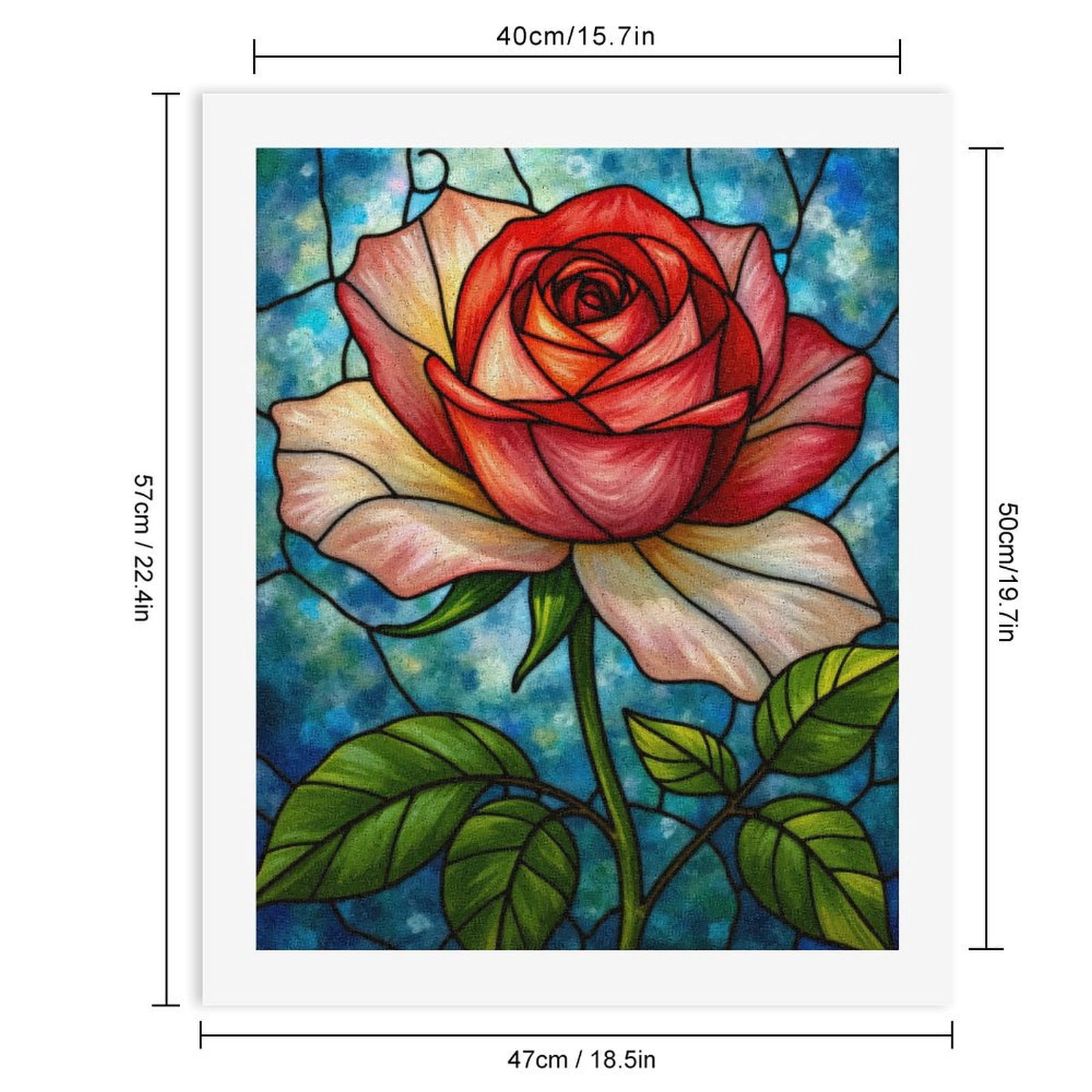 Paint By Numbers Kit for Adults Beginner - Rose Stained Glass Art Blossom DIY Canvas Painting Kits for Adults, Frameless Paint By Number for Adults for Home Wall Decor 16x20 Inch
