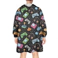 thumbnail image 2 of Wearable Oversized Blanket,Multicolor Consoles Games Icons Black Pattern Wearable Blanket Hoodie for Adults,Cozy Hooded Blankets with Super Pockets,Super Warm Fuzzy Pullover for Women & Men, 2 of 6