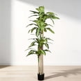 thumbnail image 3 of 6  Artificial Dracaena Tree in Black Plastic Pot Realistic Indoor Faux Plant 1 Set, 3 of 11