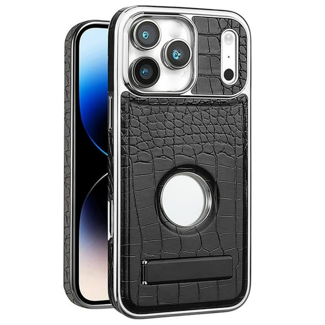 Case For IPhone 17 Pro Max/17 Pro/17 Air/17, Crocodile Pattern Magnetic Cover Metal Kickstand Shell Slim Retro Case