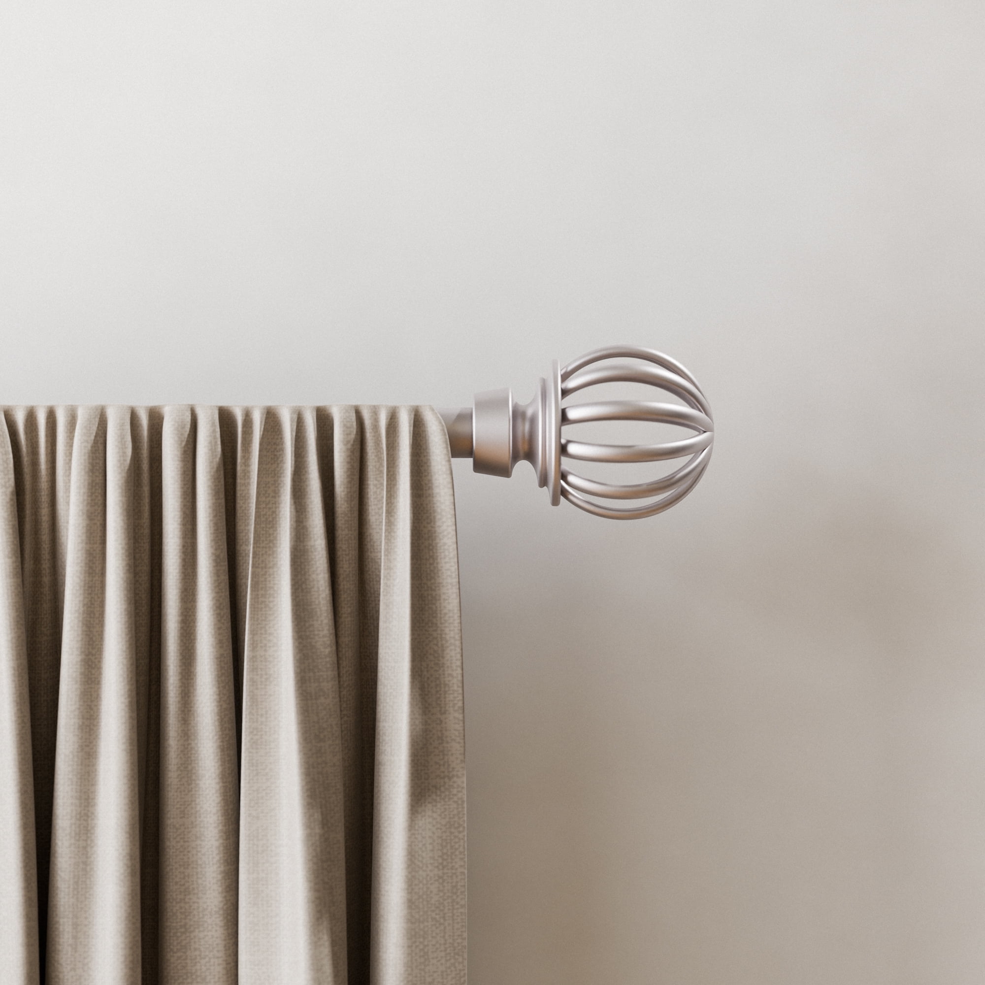 Mainstays 1/2" Nickel Macey Cage Adjustable Curtain Rod Set, 48"-84"