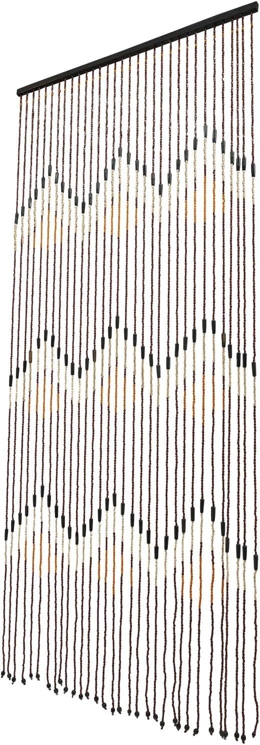 31 Line Wave Dense Fringe Beaded Door Curtains Handmade Wood Beaded Door Beads