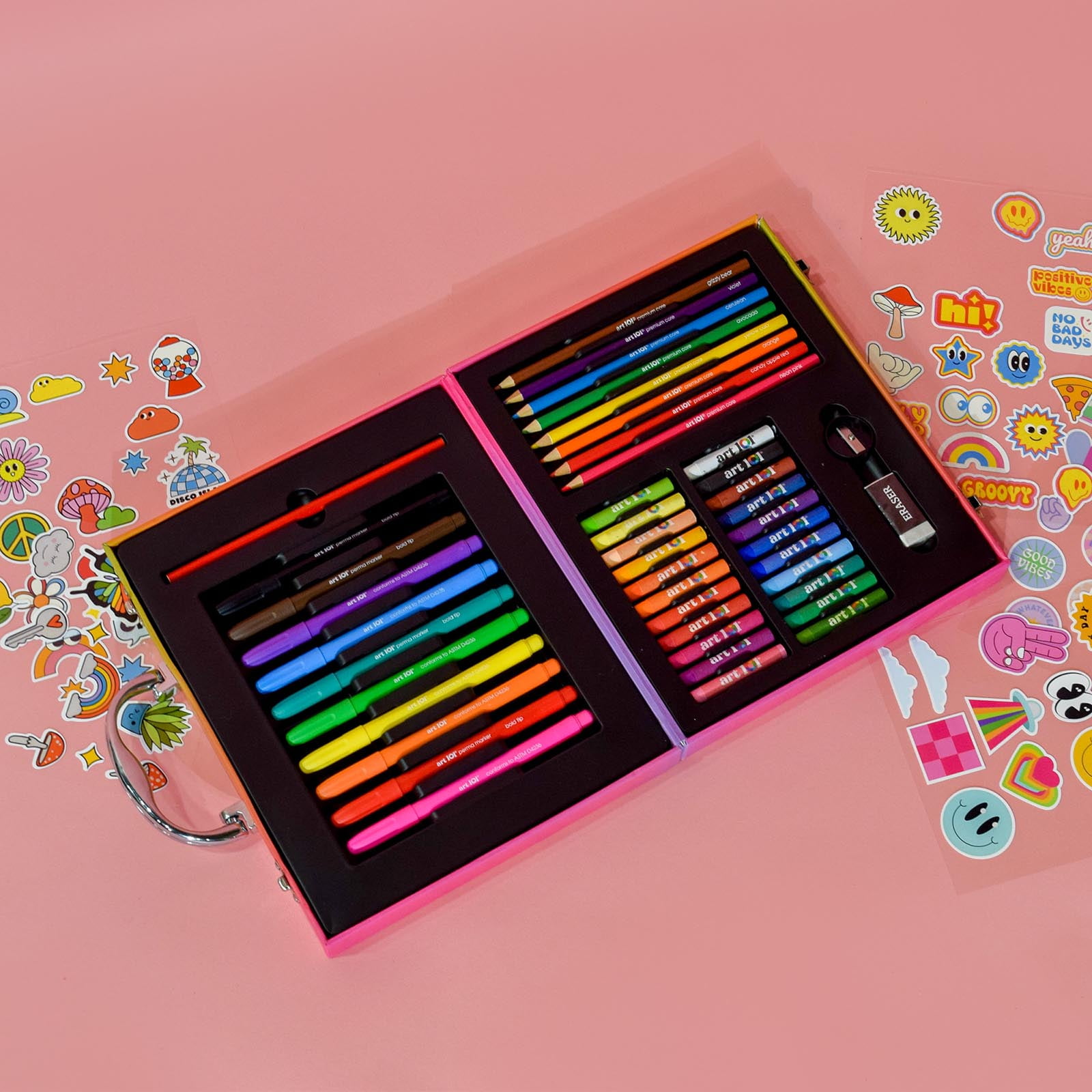 Art 101 Vinyl Sticker and Art Case with 55 Pieces, Coloring Set, for Child Ages 8+