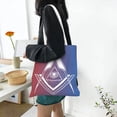 thumbnail image 6 of DouZhe Reusable Grocery Bags, Mason Masonic Brothers Lightweight Polyester Canvas Cloth Tote Bag for Travle Gym Shopping School, 15" x 16", 6 of 7