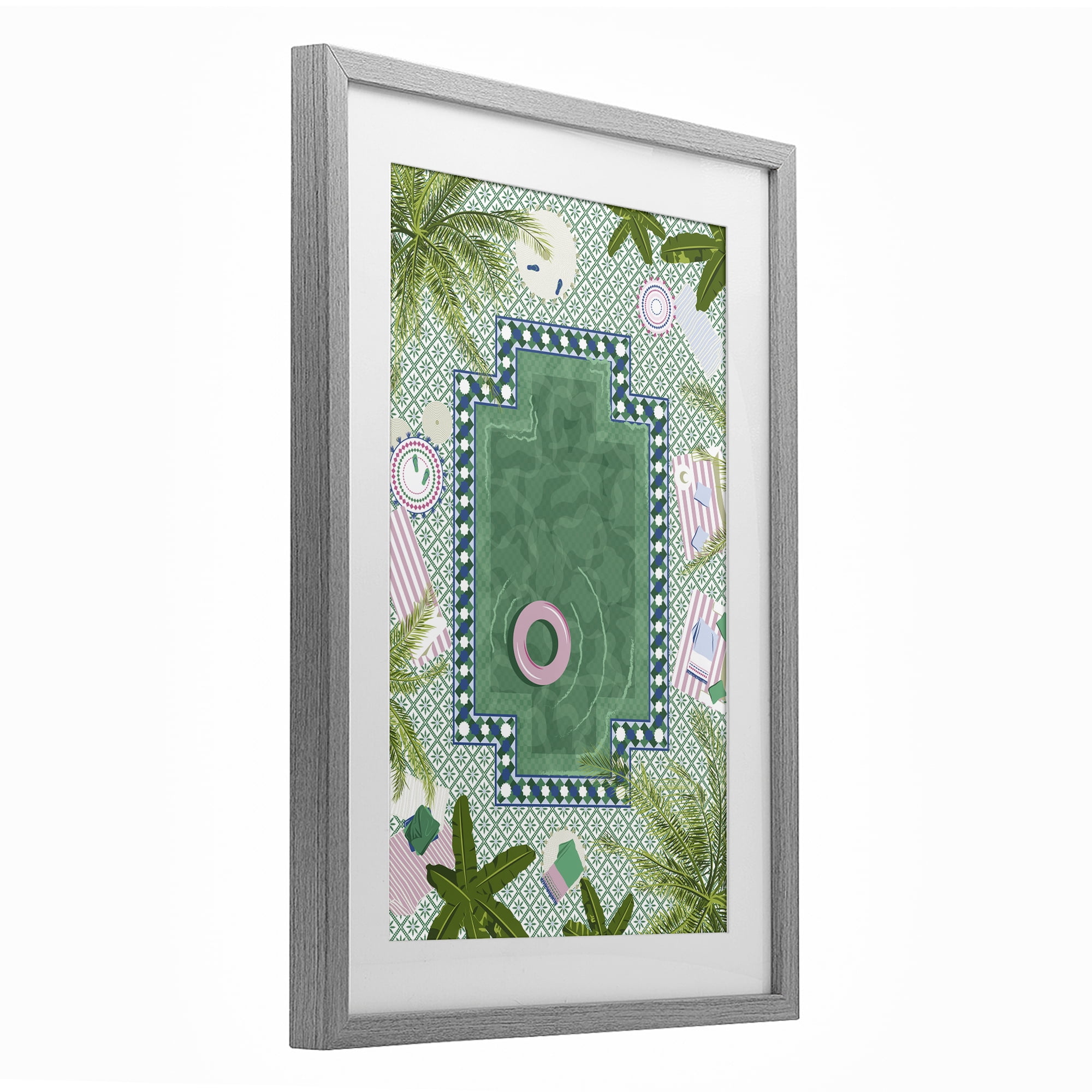 Stupell Industries Morocco Riad Pool Gray Framed Print Under Glass, design by Vero Illustrates