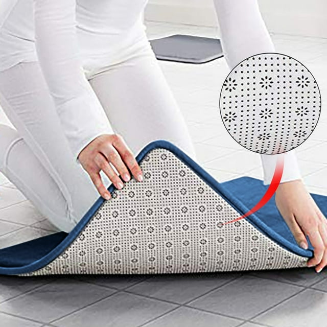 Oleegame 1PC Trashcans For Bedroom Memory Bath Mat Anti Slip Bath Rug with Strong Absorbent Machine Washable Shower Rug Blue