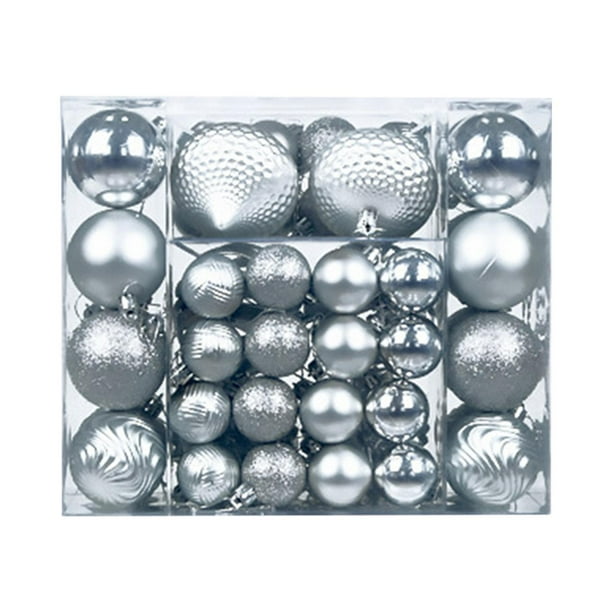 48 adornos colgantes para decoración navideña, adornos colgantes decorativos, Plata