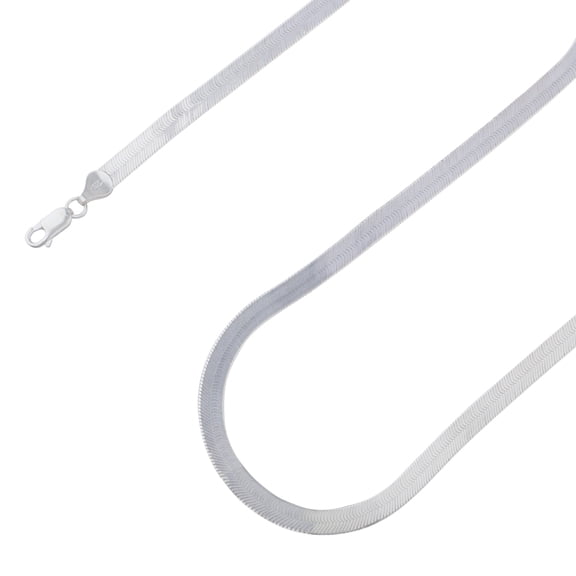 925 Sterling Silver, Solid Herringbone Silver Chain 6mm Necklace - Hypoallergenic and Tarnish Resistant - By Oliver & Navy