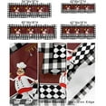 thumbnail image 2 of Cartoon Chef on Red Kitchen Curtains | 3 Pc Rod Pocket Tier Valance Set | Black White Check Border | Privacy Curtains for Living Room, Cafe Decor, 2 of 5