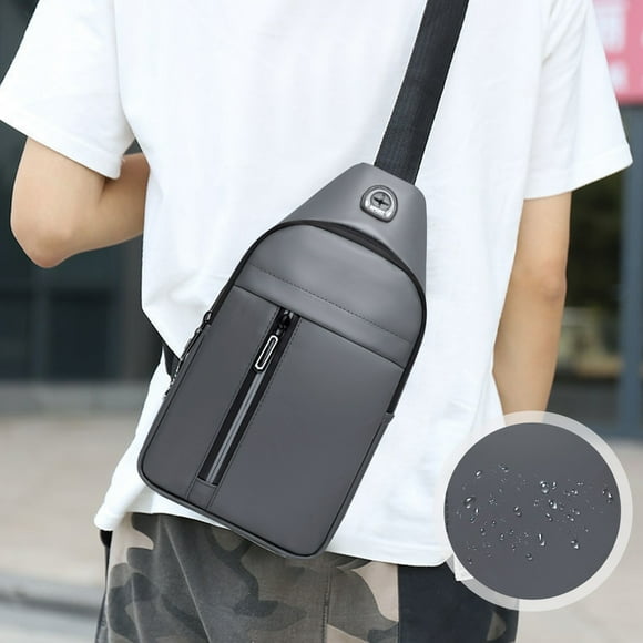 Bolso bandolera pequeño, bolso bandolera con correa ajustable y orificio para auriculares | Pack Cartera de Viaje para Hombre Mujer Niño | Se adapta a una tableta de 7,9" | Gris Azul Verde