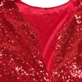 thumbnail image 4 of Women's 3/4 Sleeve V Neck Sequin Sparkle Glitzy Glam Wedding Party Dress Flapper Evening Club Cocktail Bodycon Clubwear L Red, 4 of 8