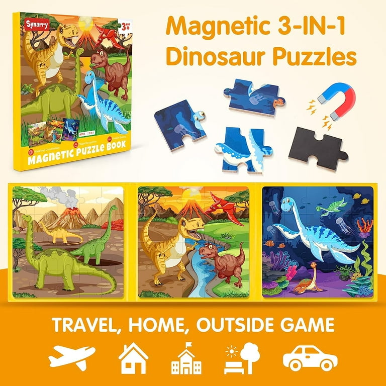 SYNARRY Magnetic Puzzles for Kids Ages 3-5, 20 Pieces Toddler Animal Puzzles, Children Travel Activity Toys Games for 3 4 5 6 Years Old Kids Boys