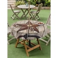 thumbnail image 3 of Outdoor Tablecloth with Umbrella Hole and Zipper, Texas Star Vintage Round Table Cloth 60 Inch Waterproof Tablecloth, Brown Beige Wooden Retro Art Picnic Table Cover for Patio Camping, 3 of 7