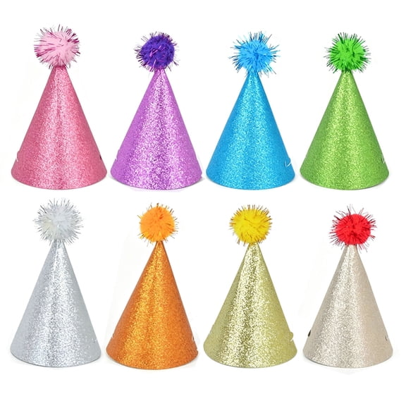 FGHAWQOW 32 Pcs Pre‑Assembled Cone Party Hats, Lightweight Cone Headwear For Birthday Celebration And Themed Party Decoration Supplies