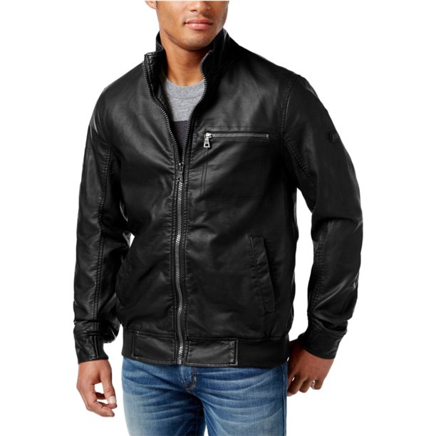INC - Chamarra de motociclista de piel sintética para hombre, azul, extragrande