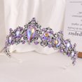thumbnail image 3 of Granjero Gordo Tocado de novia, corona, joyas para el cabello con diamantes de imitación de cristal, ropa de celebración de bodas, decoración de fiesta (púrpura), 3 of 5